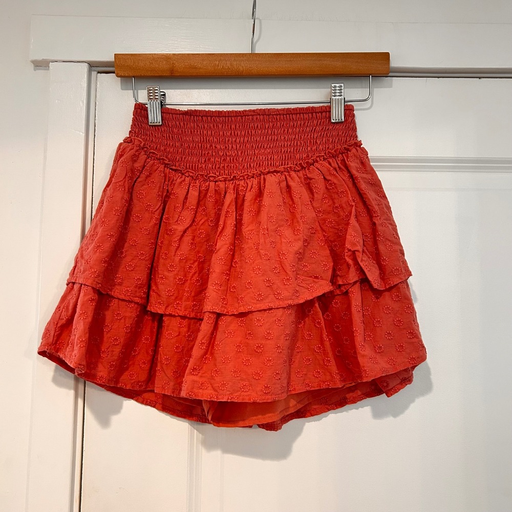 Hollister Y2K Smocked Western Cowgirl Eyelet Ruffle Skirt Coquette Womens Small